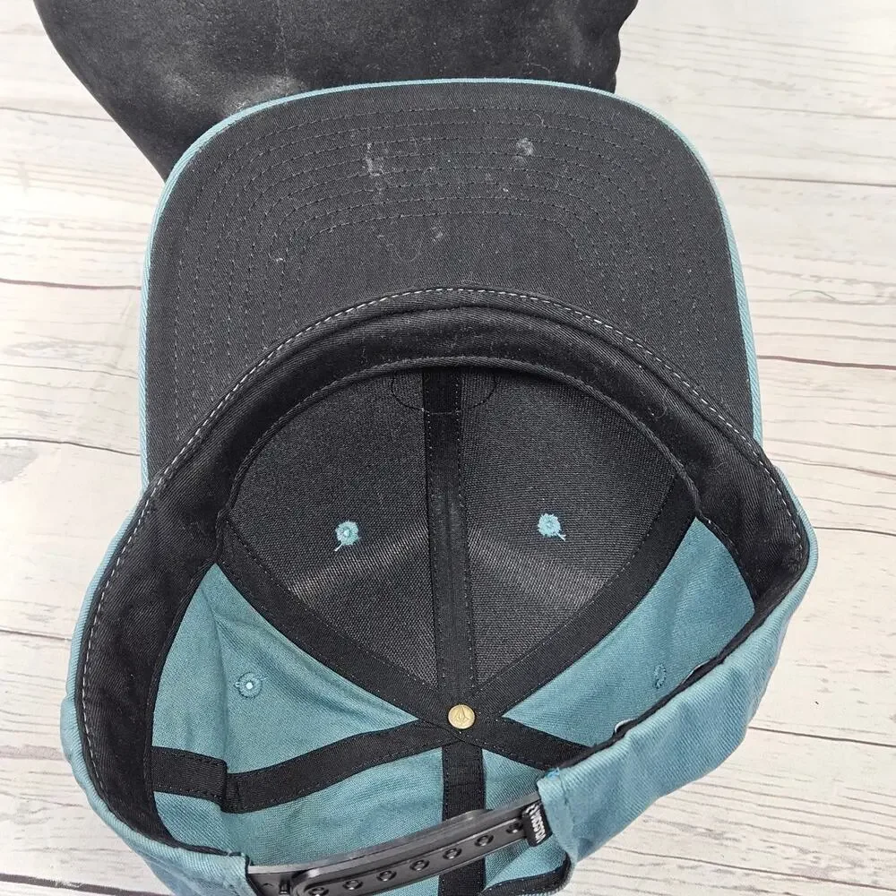 Volcom Snapback Hat Baseball Cap Men's One Size Adjustable Teal Black Logo